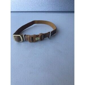 American Kennel Club AKC Tan Leather Dog Collar Adjustable Brass Buckle 17 In